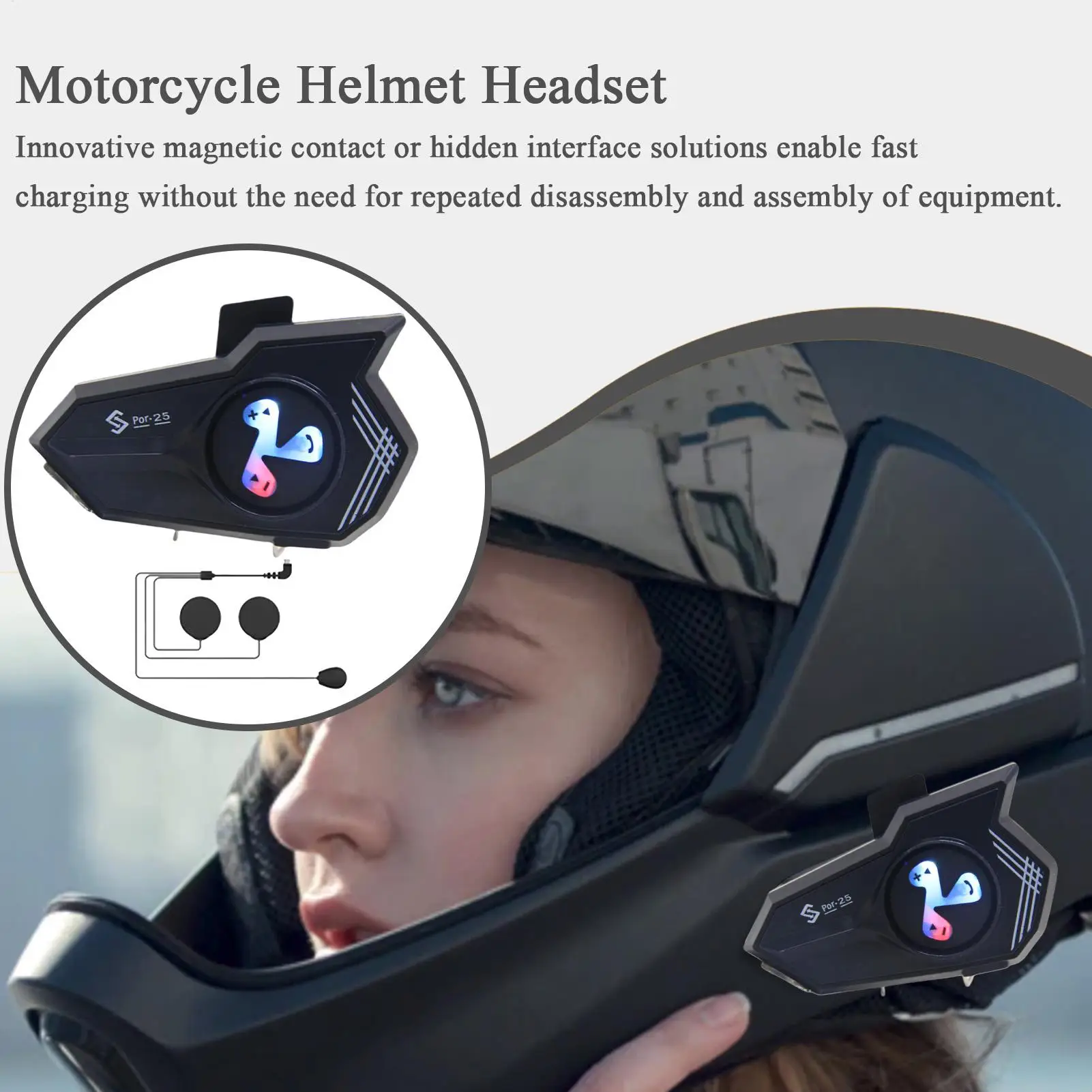 Helmet Headset Helmet Intercom Headset Colorful Light Voice Assistant Noise Cancellation Waterproof Earphone For Men Women