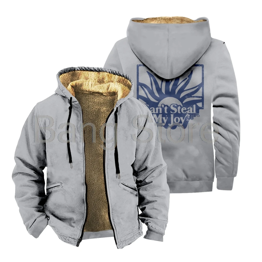Josiah Queen Can't Steal My Joy Zipper Jacket Women Men Long Sleeve Thickened Winter Parka Streetwear Coat