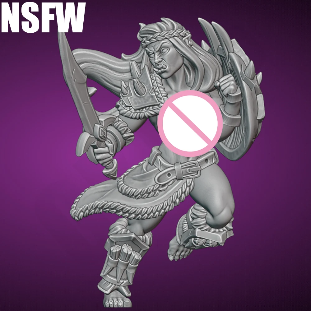 Kit de modèle en résine non assemblé, guerrier Orc Sexy NSFW, poupée d'impression 3D, Statue de figurine non peinte, ensemble de jeu GK pour adultes, à collectionner, 1/24