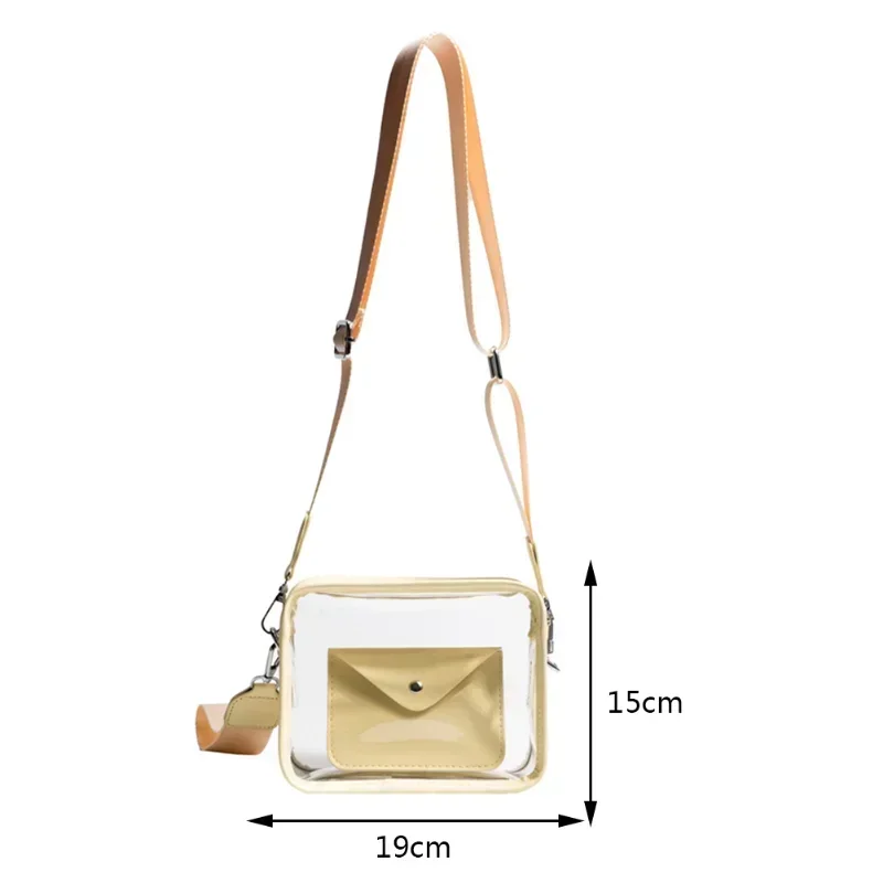 PVC Transparent Crossbody Bags for Women Female Tote Bag Fashion Portable Adjustable Strap Shoulder Bag with Small Card Wallet