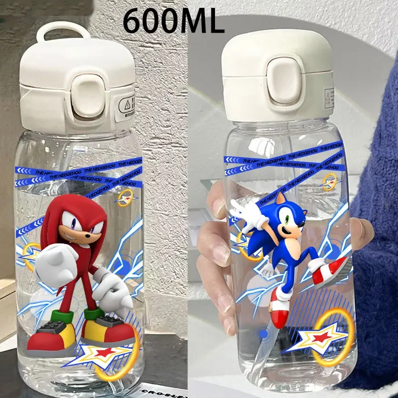 600 мл для Sonic, прозрачная соломенная бутылка, мультяшная пластиковая чашка для воды, большая емкость, подарок на день рождения для детей и студентов