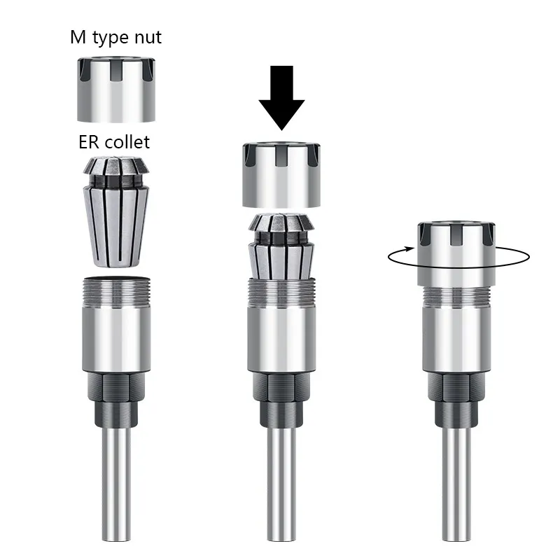 XCAN Collet Chuck uzatma çubuğu için ahşap yönlendirici Bit 1/4 1/2 8mm sap ER16 20 yaylı yüksük Chuck freze kesicisi aracı tutucu