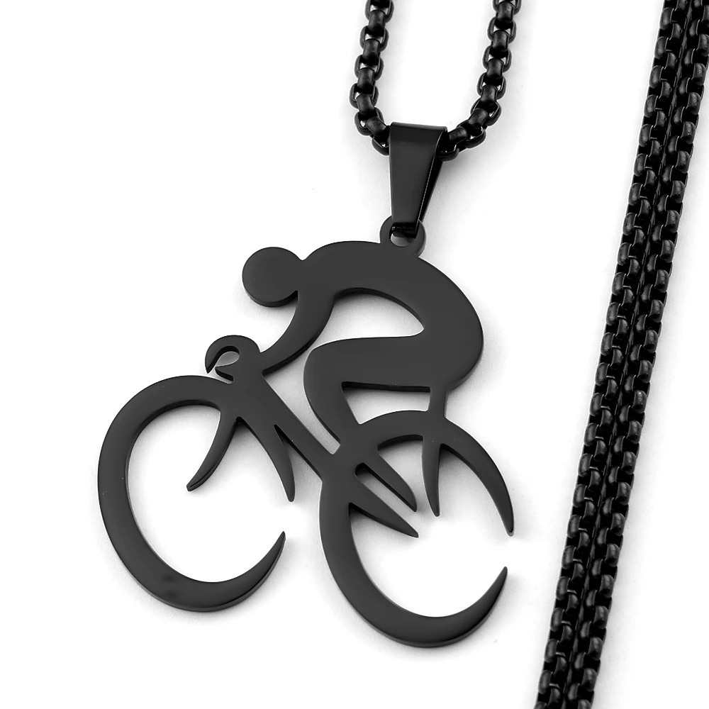 Free Spirit Cycling Enthusiast Chain For Women Men Stainless Steel Silver Color Sport Simple Male Hiphop Necklace Jewelry Collar