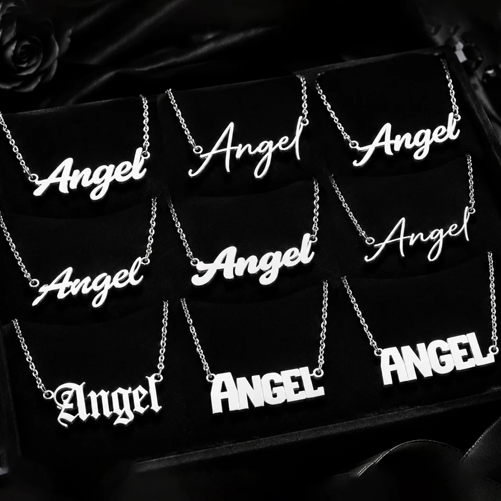 Customized Name Necklace Brush Font Personalized Stainless Steel Pendant Clavicle Chain Women's Jewelry Valentine's Day Gift