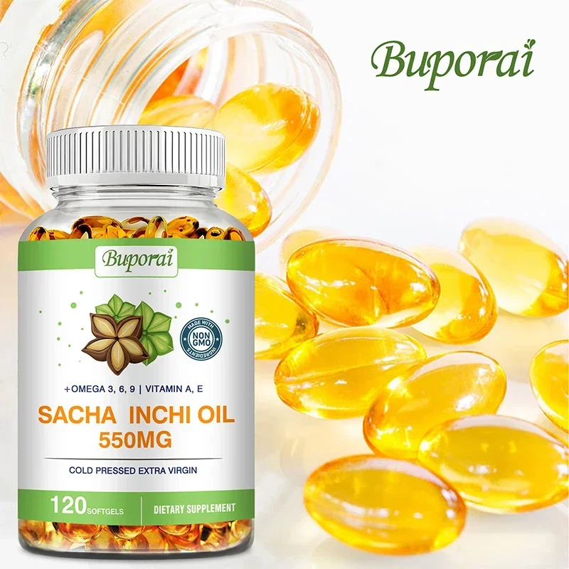 

Organic Sacha Inchi Oil Capsules ,Omega 3, 6 and 9 Essential Fatty Acids Amino Acid For Boost Brain and Protect Eyes, Skin ,Nail