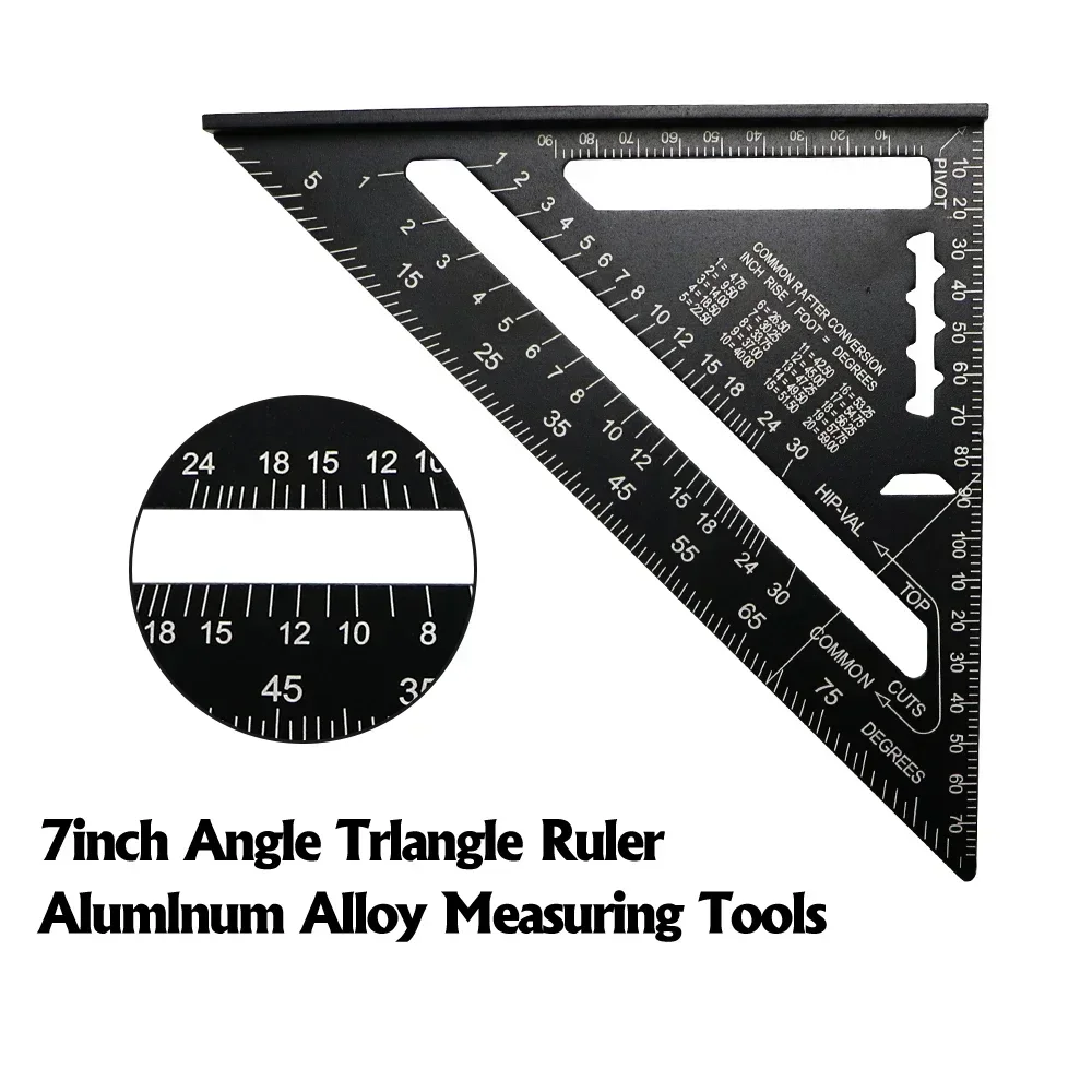 Triangle Ruler 7inch 90 Degree Aluminum Alloy Angle Protractor Metric Square For Building Framing Tools Gauges