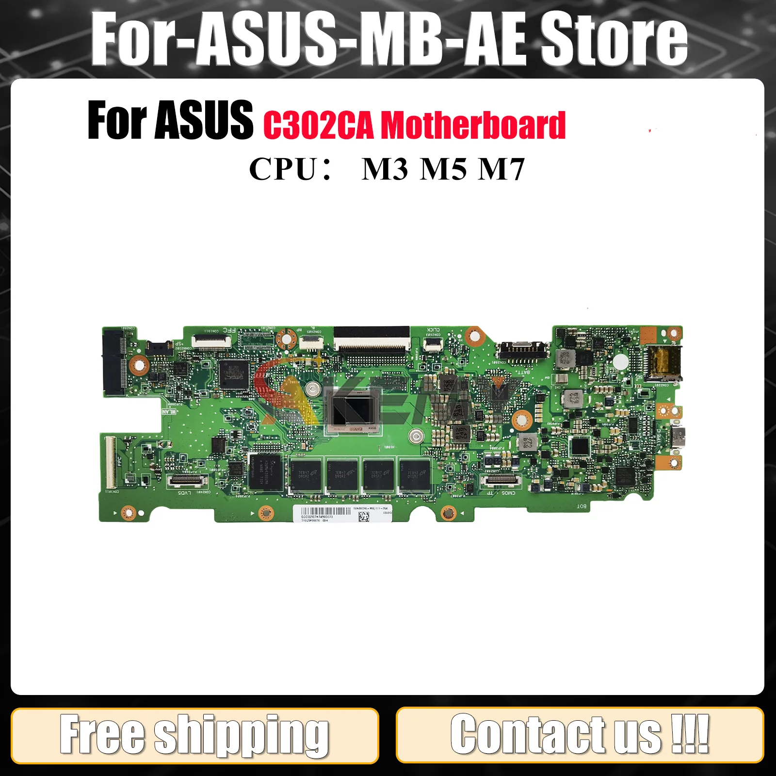 

C302CA Laptop Motherboard For ASUS Chromebook C302CA C302C Notebook Mainboard With I3 I5 I7 CPU 100% tests OK fast shipping stk