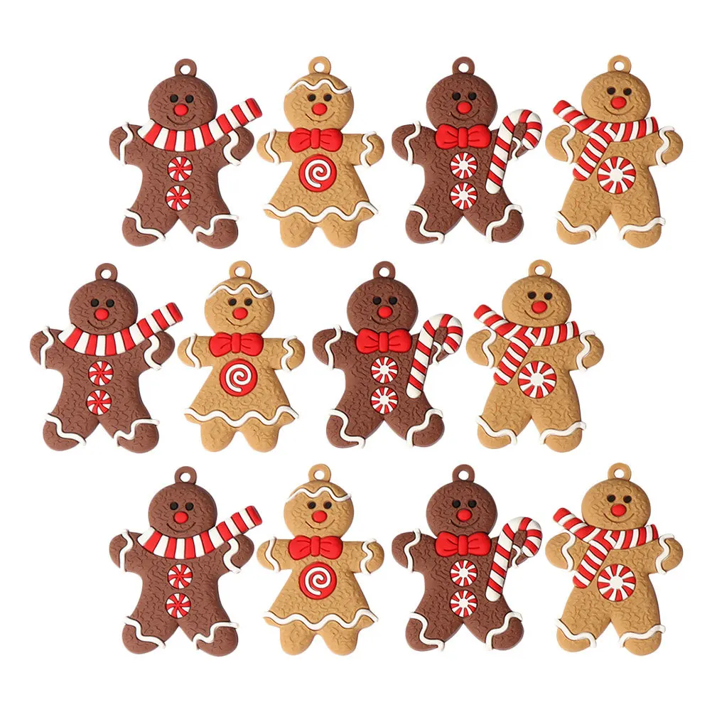 

12 Pcs Gingerbread Figurines Christmas Man Charm Christams Tree Frends Ornament Ornaments Hanging