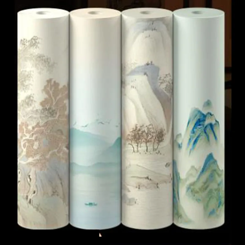 Landscape Long Scroll Paper – Half-Ripe Xuan Paper Roll, Traditional Wax Dye Mountain Series for Chinese Calligraphy