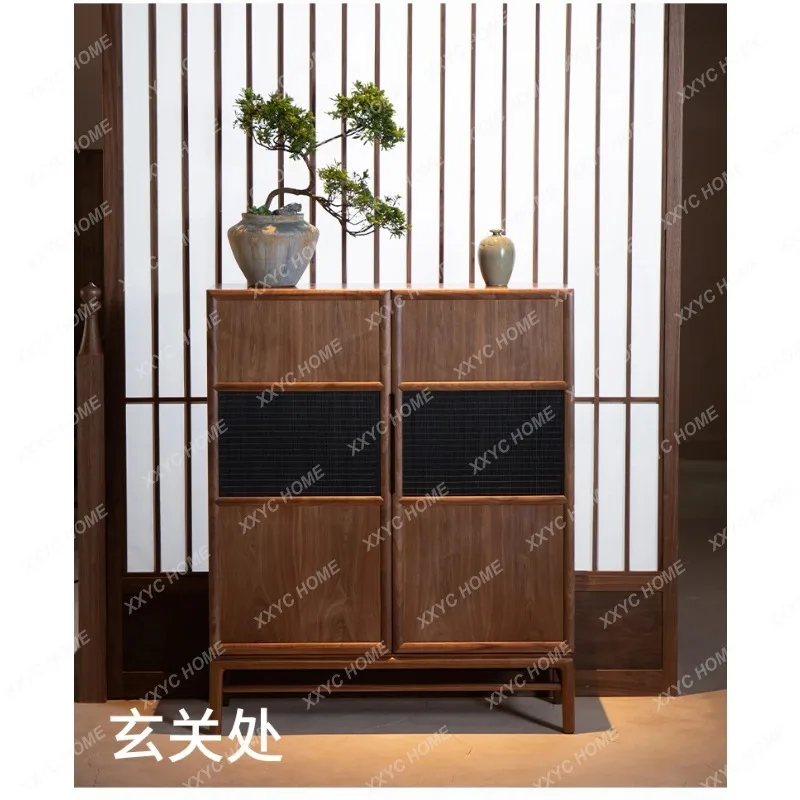 XXNew Chinese Style Black Walnut Entrance Sideboard Shoe Cabinet Storage Living Room Storage Cabinet