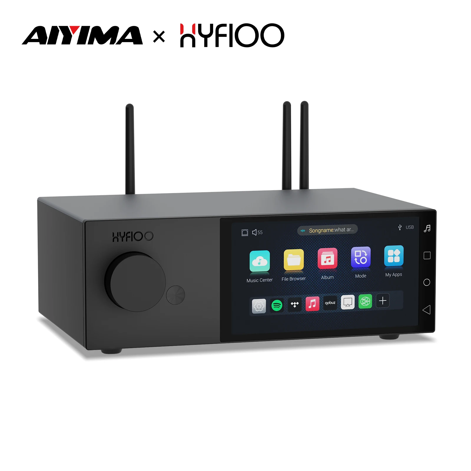 

AIYIMA&HYFIOO DM100 Music Streamer Media Player Bluetooth 5.4 Wireles Audio 5.5 inch LCD Support AirPlay NAS Spotify