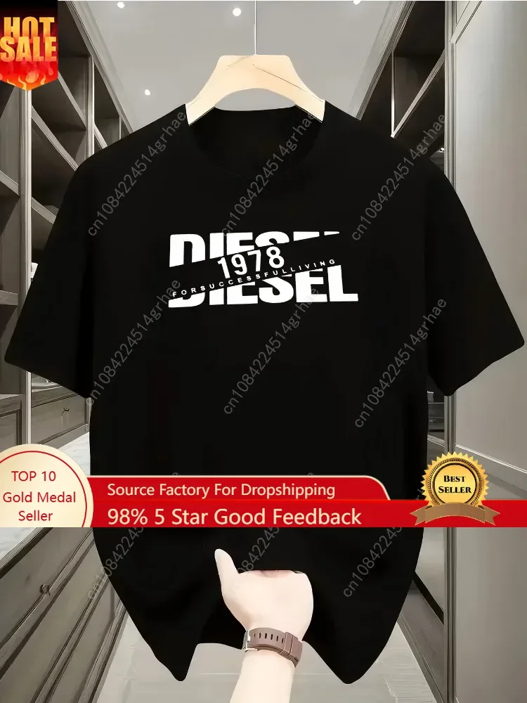 

Casual Loose T-shirt with Classic Print Fashionable Summe Cotton Women's Harajuku Short Sleeve Round Neck T-shirt Tops