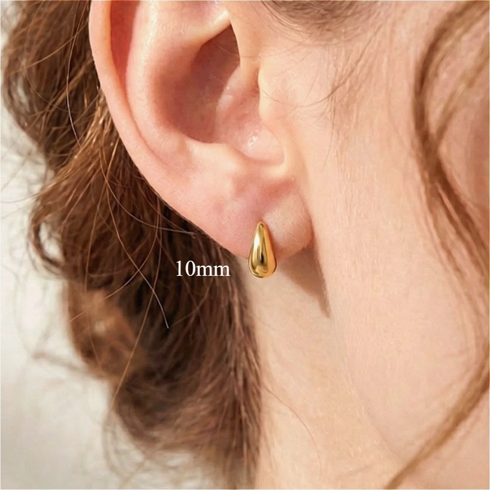 10-31mm Edelstahl Vintage Klobige Wassertropfen Ohrringe Für Frauen Vergoldet Dicke Ohrring Aussage Hochzeit Schmuck Geschenke – Detail 11