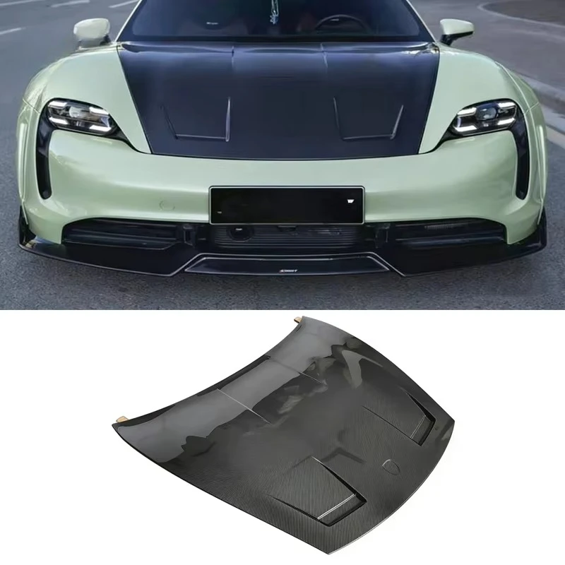 Real Carbon Fiber Vented Bonnet Hood for Porsche Taycan 9J1 2019-2022 Turbo S 4S Car Body Kit