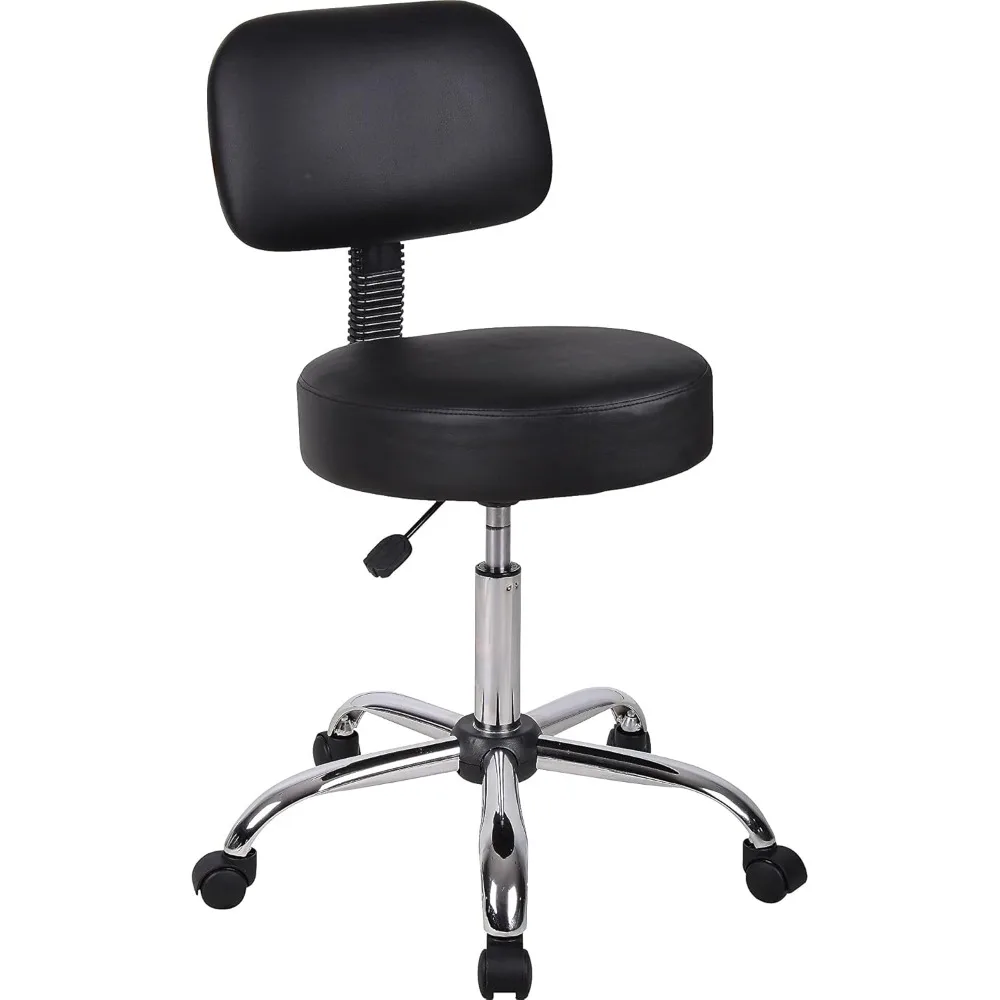 

Be Well Medical Spa Stool with Back in Vinyl, Black