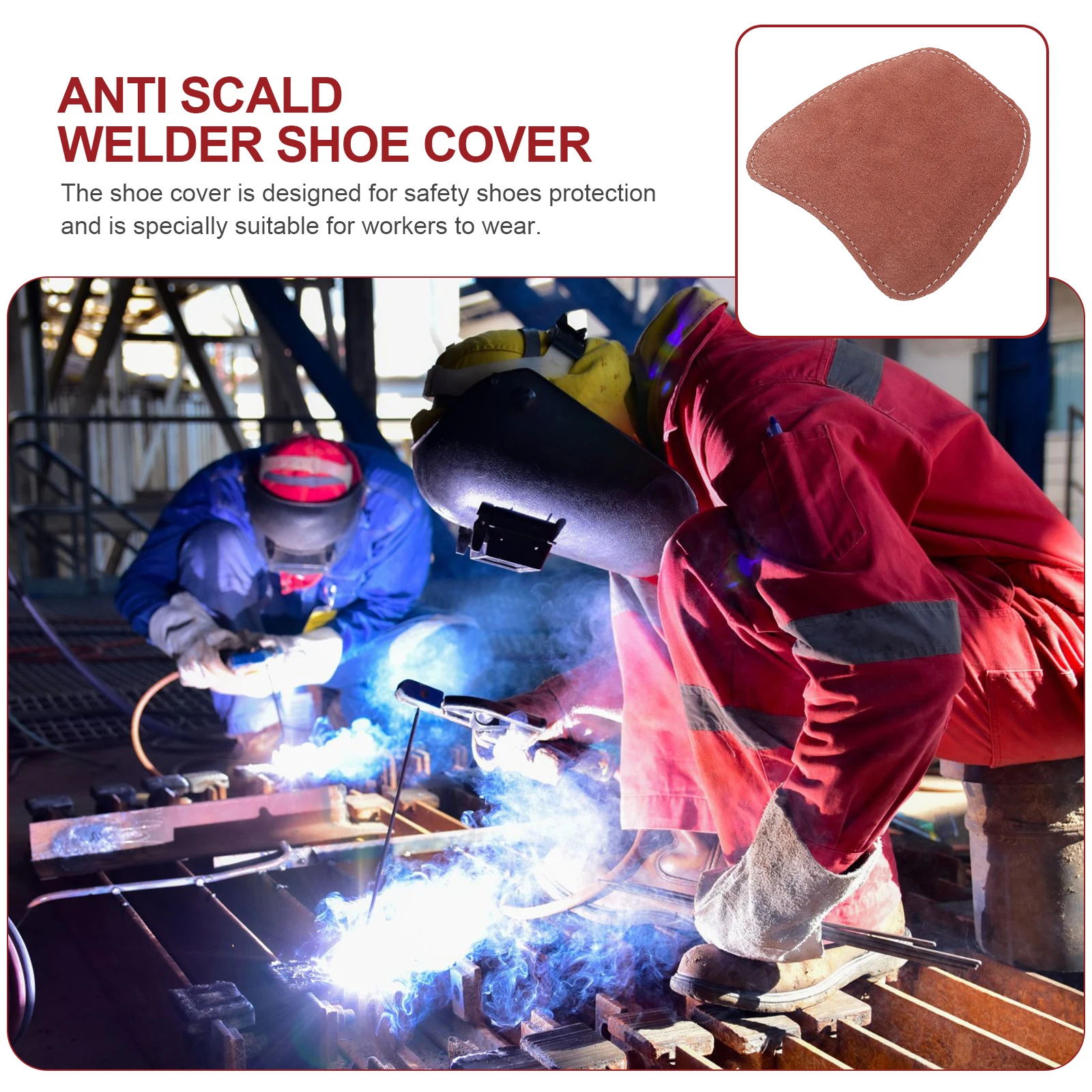 

1 Pair Cowhide Safety Shoe Covers Anti-Smash Heat Resistant Toe Protector Boot Cover Metatarsal Guard For Construction Machinery