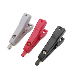 LCR 악어 전기 클램프, 플랫 구리 배터리 테스트 리드 클립, 블랙 레드 그레이, 52mm, 5A