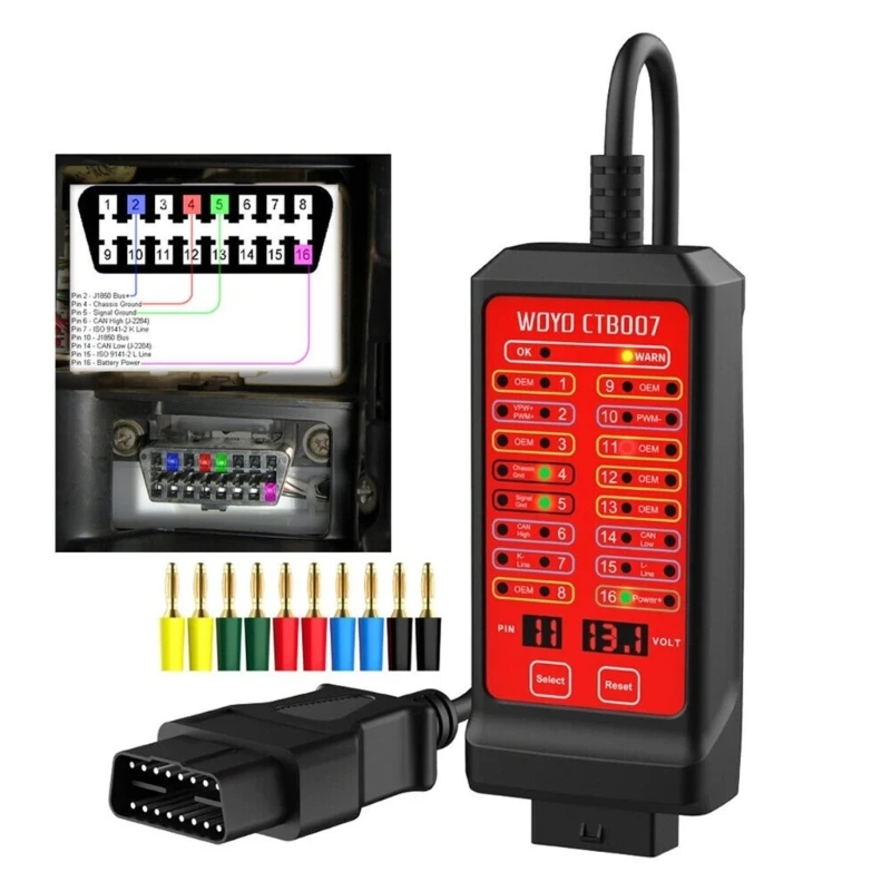 CAN Pinout Box Ustawienia testowe Diagnostyka OBD2 Break Out Box Dostarcza skaner komunikacji ECU-Protocol Detektor protokołu