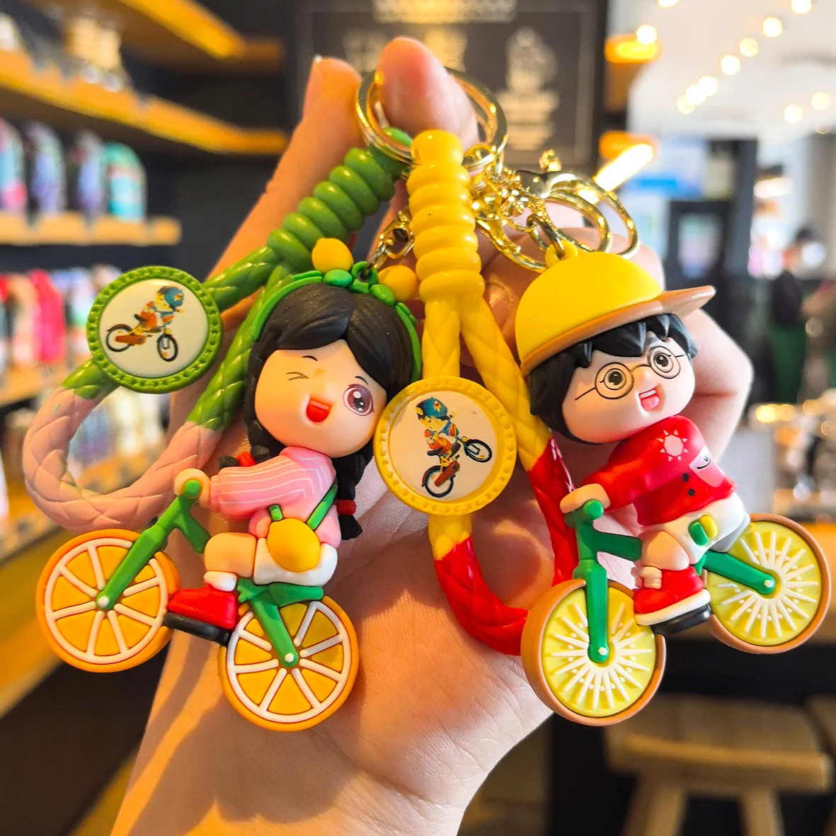 

Fruit Bike Doll Couple Keychain Doll Mechanism Anime Cartoon Frind Cartoon Small Gift Small Cinema Company Personalized Gifts