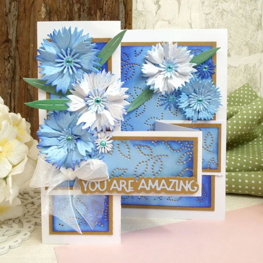 Lucky Goddess Metal Cutting Dies Cornflower Flowers Diy Scrapbooking Photo Album Decorative Embossing Paper Card Crafts