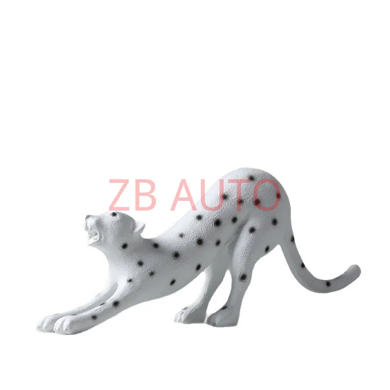 

Black and white polka dot leopard stretching leopard resin ornaments home model room soft decoration cartoon fun figure