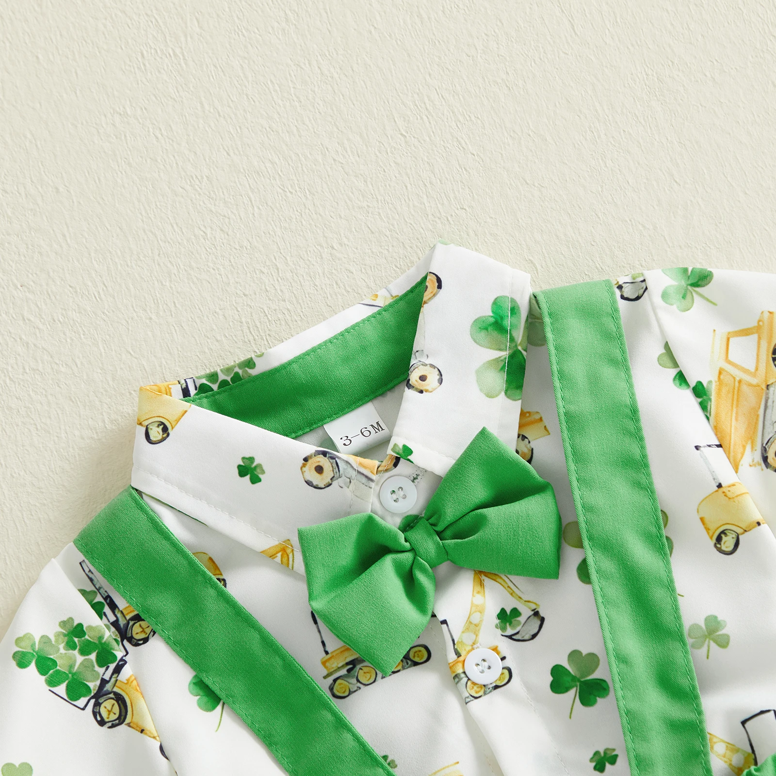 طفل الفتيان 2 قطعة ملابس الربيع قصيرة الأكمام البرسيم طباعة رومبير الحمالة مجموعة تي شيرتات قصيرة للأطفال الوليد الأولاد الملابس الرسمية مجموعة #5