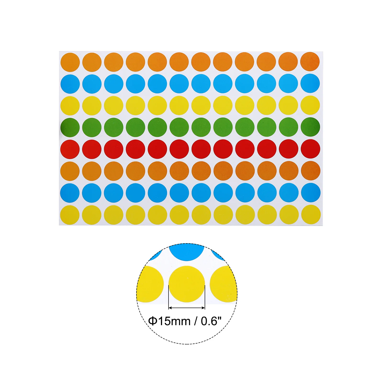 15mm Color Coded Sticker 1440 Round Dots Sticker Label 10 Colors for Inventory Organize File Classification Stationer Stickers