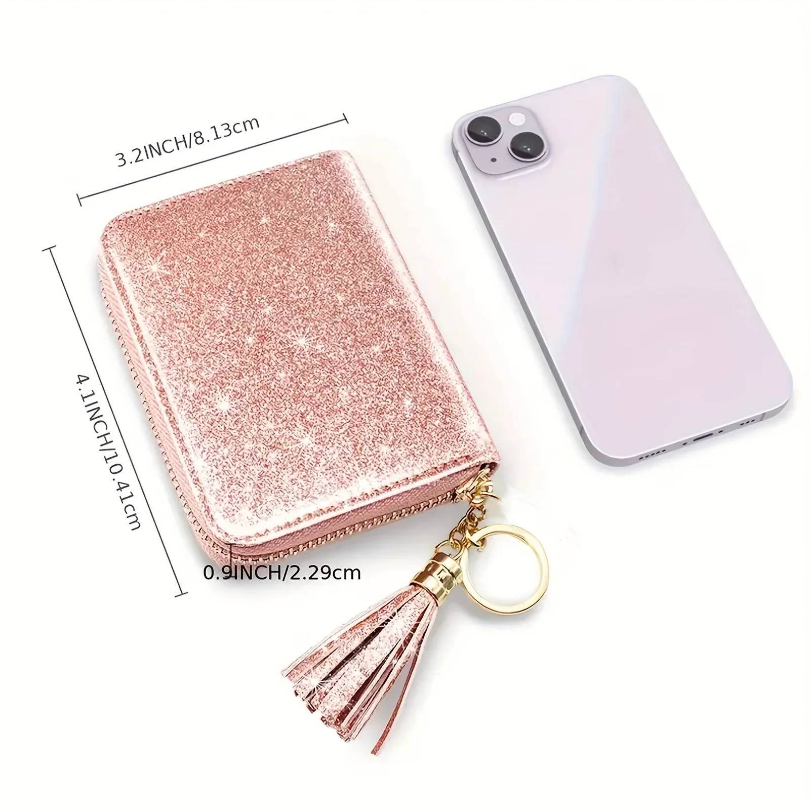 Solid Color Women Card Bag Luxury Zipper Starry Shiny Wallet Multi-card Slot Coin Purse Accordion Card Holder Girls