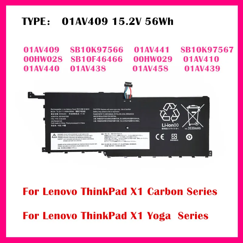 

01AV409 Laptop Battery For Lenovo SB10K97566 01AV441 SB10K97567 00HW028 SB10F46466 00HW029 01AV410 01AV440 01AV438 01AV458