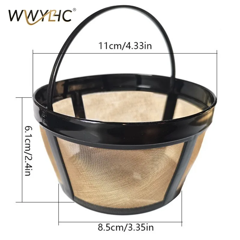 Suitable for Gold 304 Stainless Steel Filter 8 Cup 10 Cup Coffee Machine Filter Tea Water Separation Filter Basket