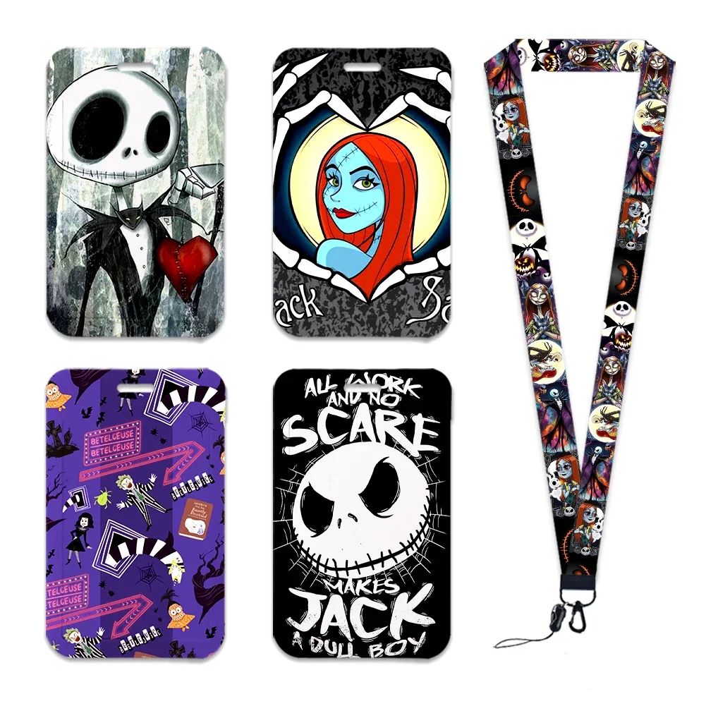 

The Nightmare Before Christmas Halloween Disney Neck Strap Polyester Stationery ID Card Holder Lanyard Keychain ID Badge Holder