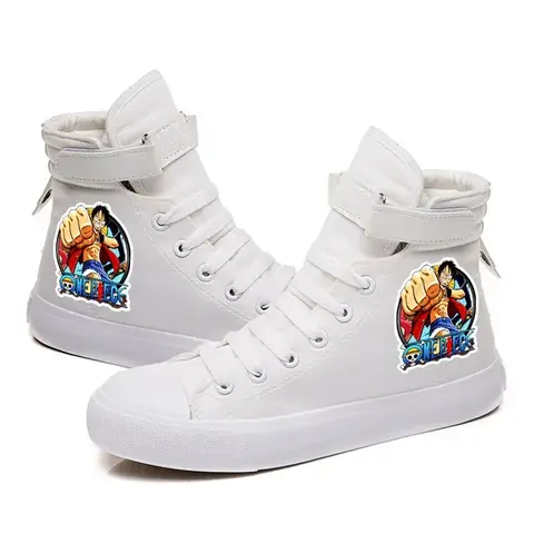Anime One Piece Luffy High Top Students Leisure Sports Shoes canvas shoe Autumn Winter Breathable Non-slip Shoes Gift Men Women