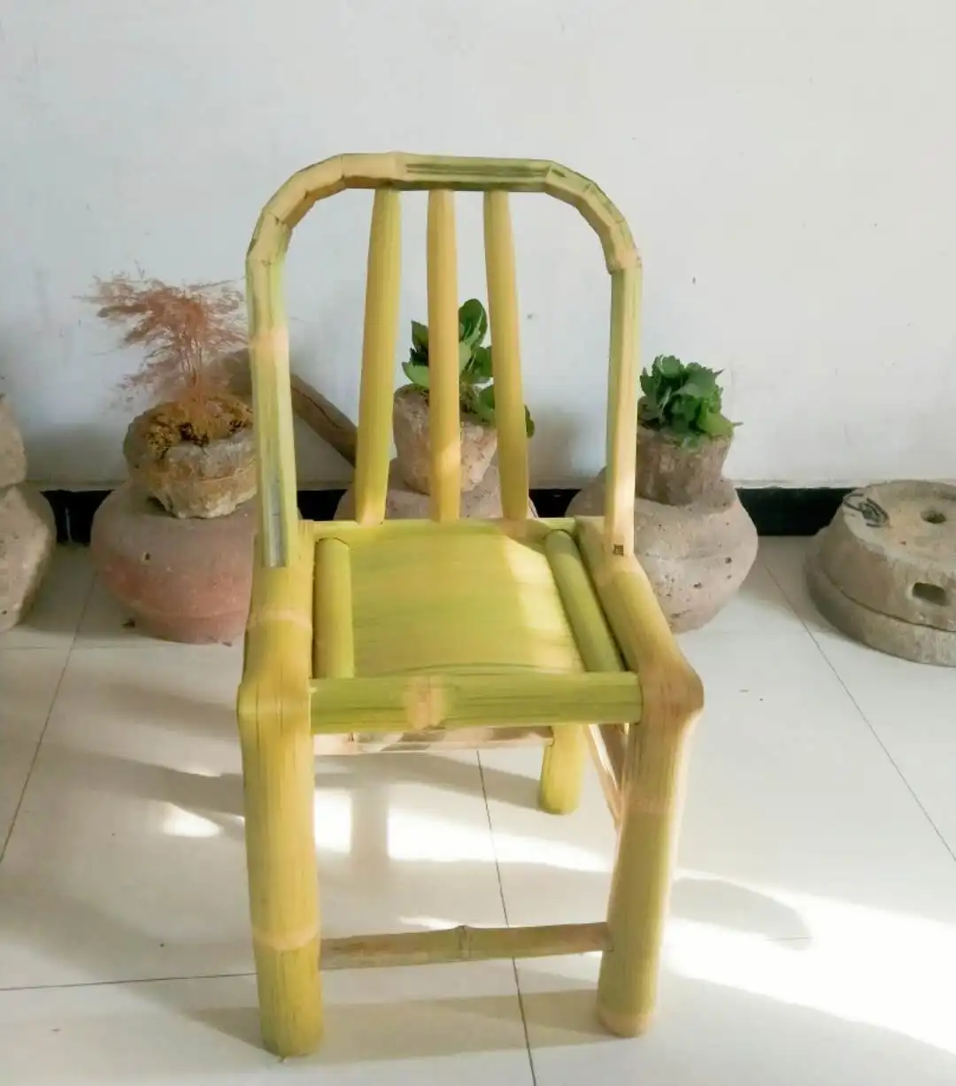 Bamboo chair home woven adult small stool balcony yard bamboo made leisure bench single bamboo chair