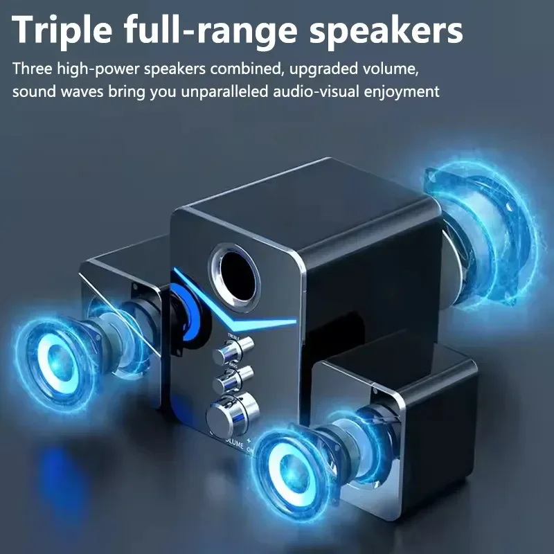 Mini Computer Speaker Wired BT Desktop Bluetooth Soundbox Rgb Gaming 2.1 Subwoofer HIFI Stereo Sound Triple Full-range Audios