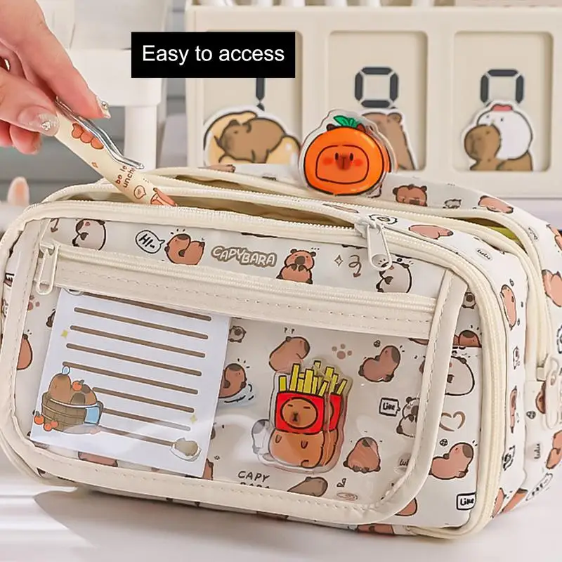 

Cute Pencil Case For Kids Cute Capybara Zipper Pencil Pouch Capybara Shape Stationary Tool For Middle School College And High