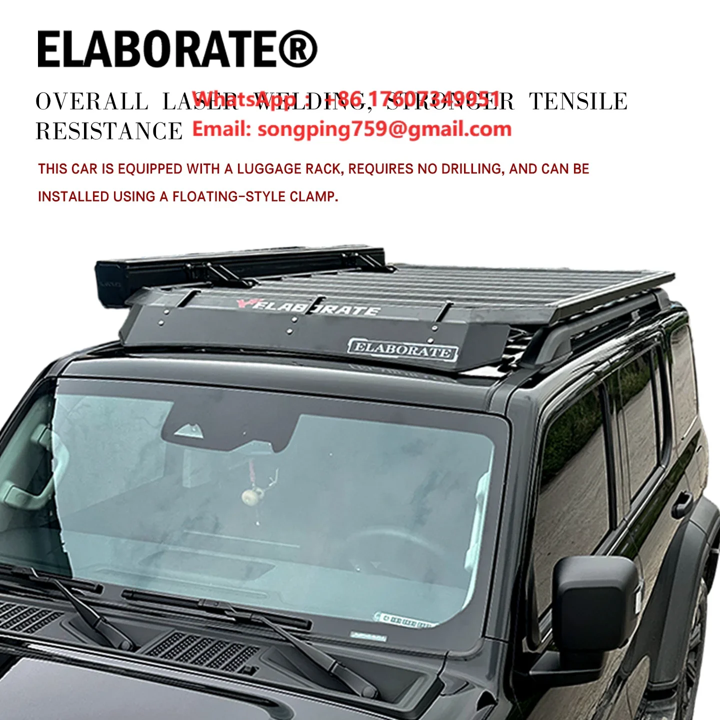 Aluminum alloy roof luggage rack, with high overall welding strength and a load capacity of 500 kilograms  Tank 300