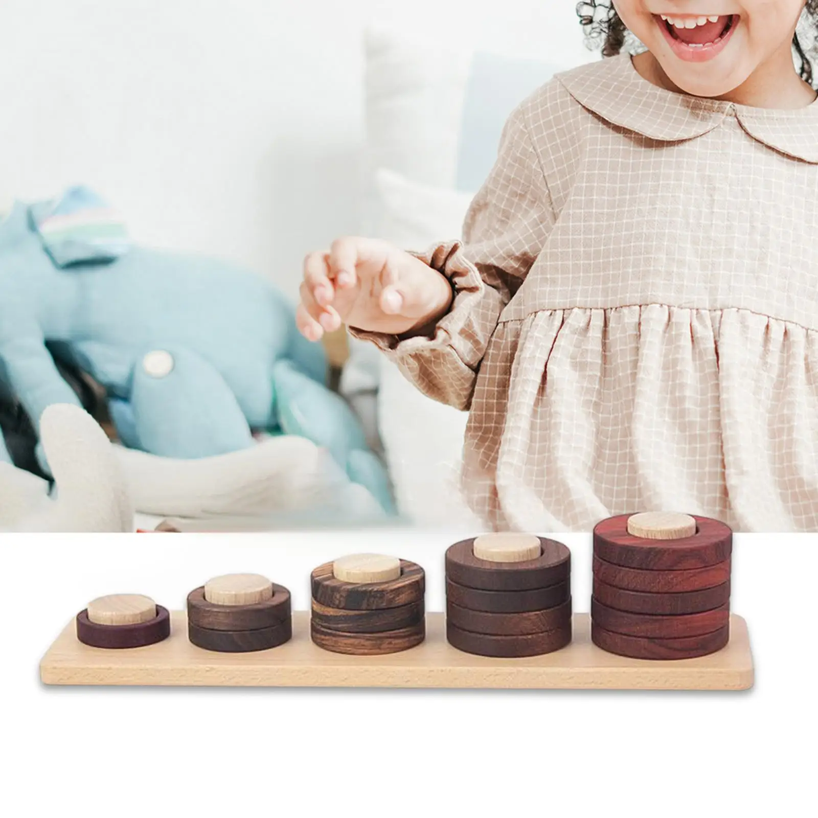 Wooden Stacking Toys, Round Blocks Sensory Toys Early Educational Learning Toy for Kids Girls Boy Toddlers Holiday Gifts