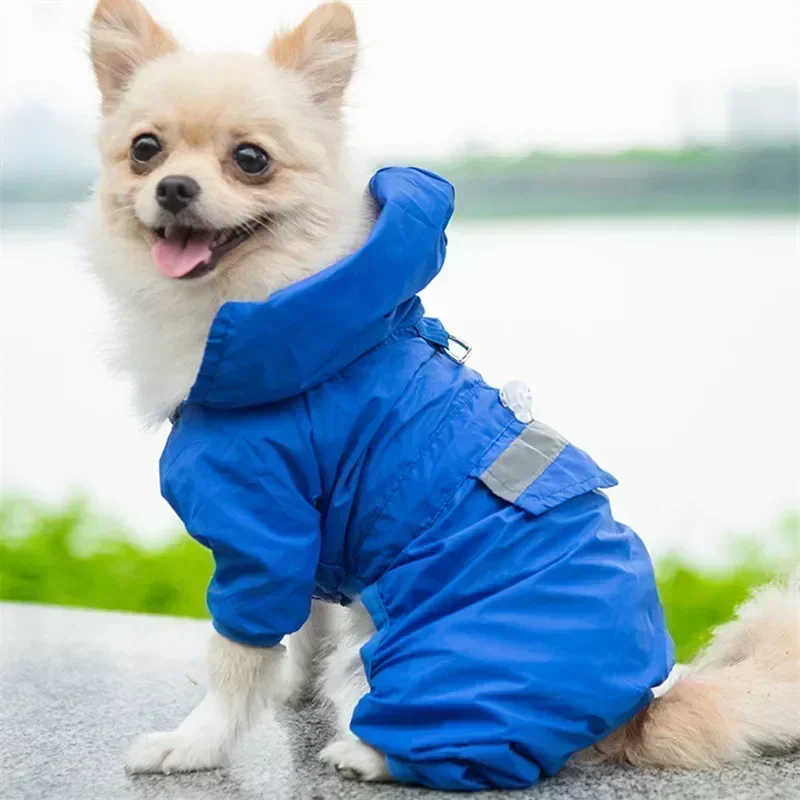 Small Dog Raincoat Reflective Pet Clothes Waterproof Dog Clothing Jumpsuit Jacket Yorkie Poodle Bichon Pomeranian Schnauzer Coat