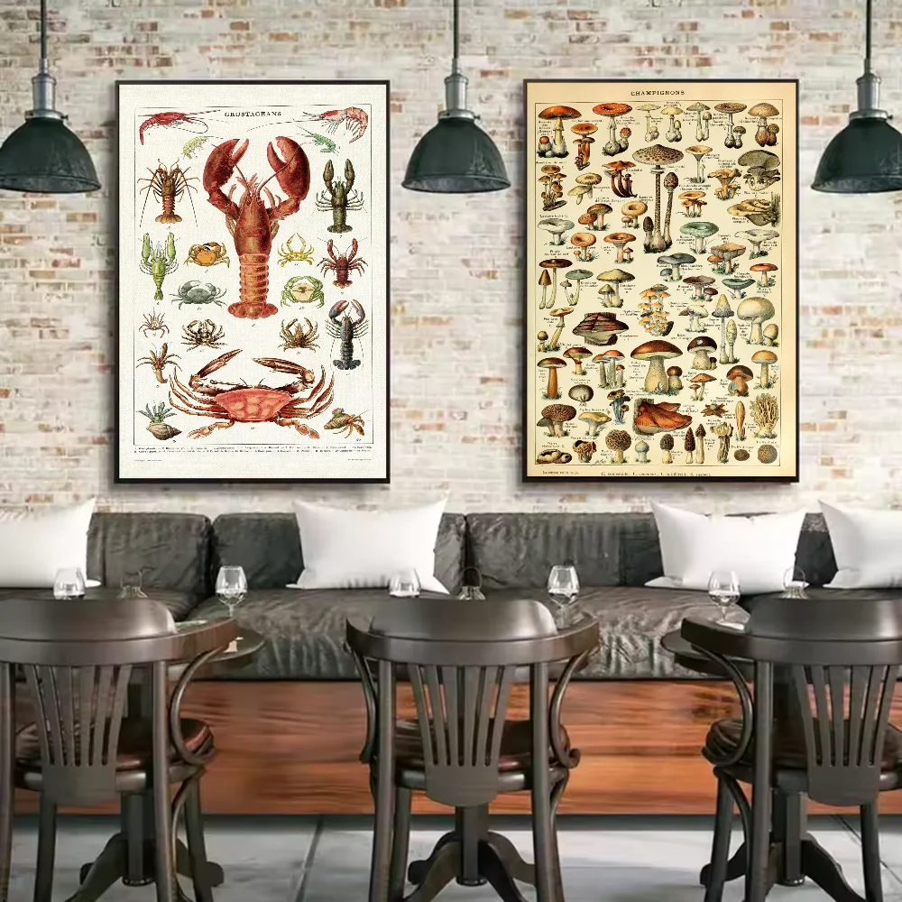 Vintage Vegetable Fruit Mushroom Poster HD art sticky wall waterproof home living room bedroom bar aesthetic decoration