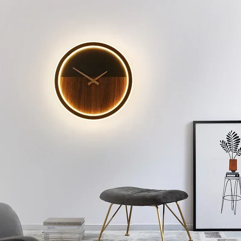 Modern LED Clock Wall Lamps For Bedside Corridor Aisle Hotel Living Room Foyer Kitchen Porch Lights Luminaria Indoor LightingAA