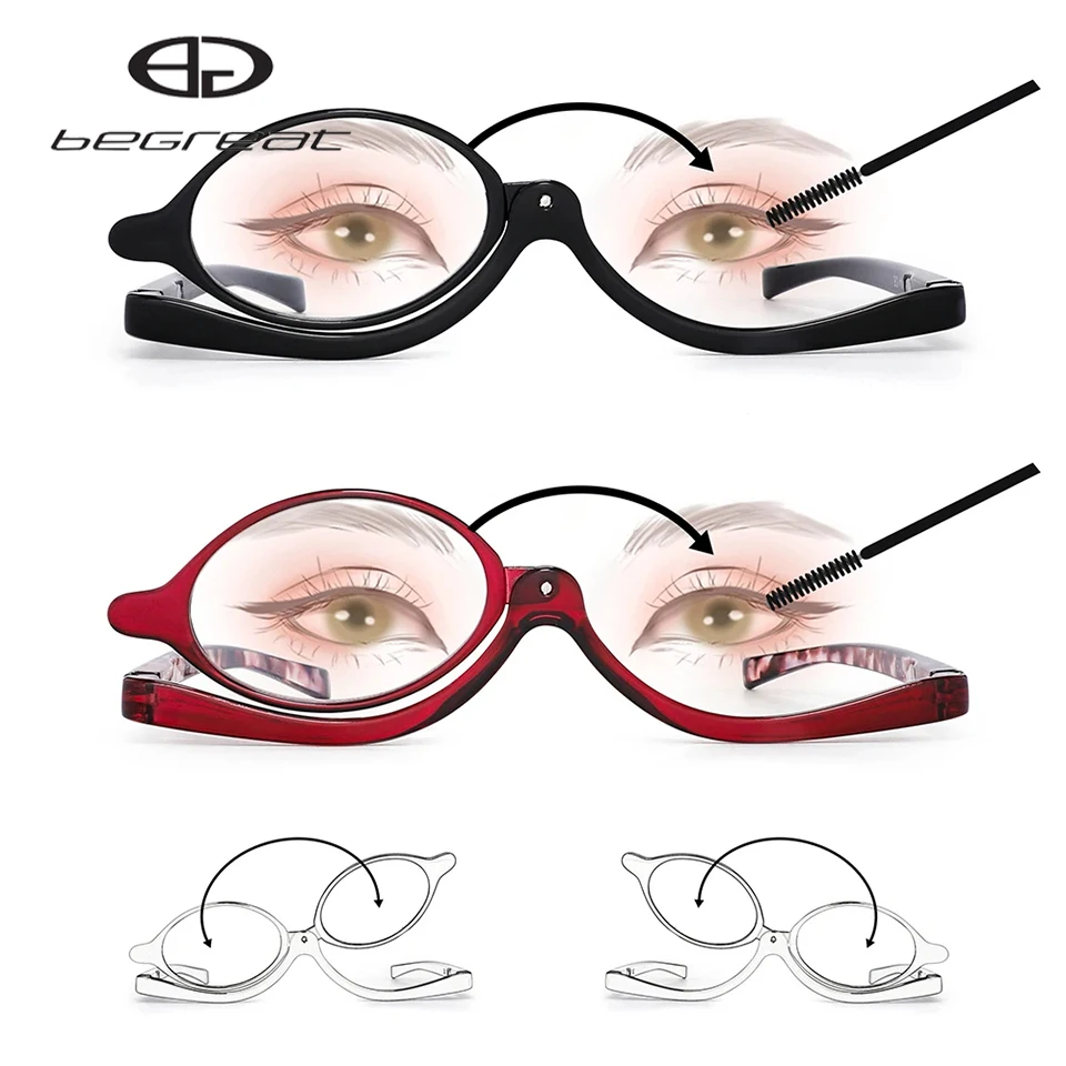 BEGREAT Makeup Reading Glasses Magnifying Flip Down Cosmetic Readers Eye Glasses for Women