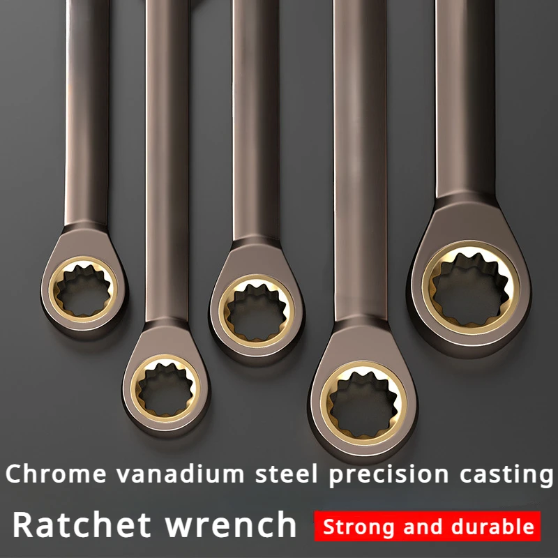 Ratchet Quick Wrench Dual-purpose Automatic Two-way Wrench Set Fast Wrench Double-ended Open-ended Plum Wrench Tools Daquan