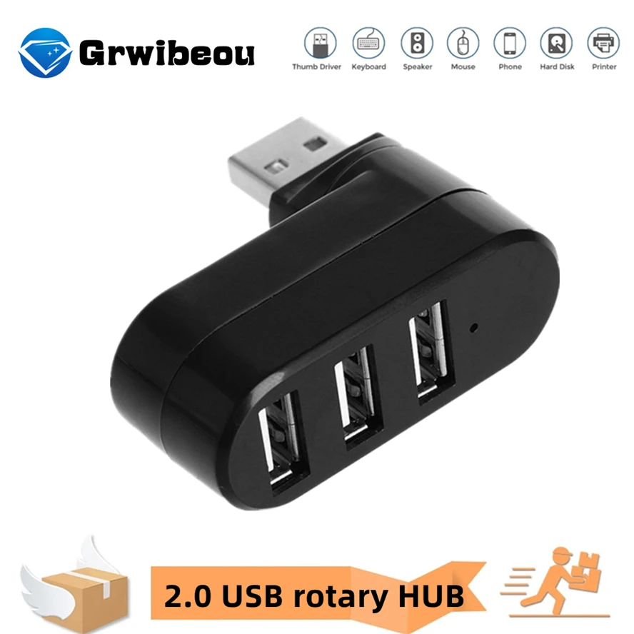 

GRWIBEOU 3Port Multi 2.0 USB HUB Mini USB Hub High Speed Rotate Splitter Adapter For Laptop Notebook For PC Computer Accessories