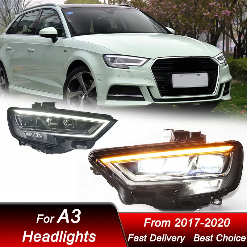 

Pop Car Styling Headlights For Audi A3 2017-2020 To New Sytle Full LED Headlamp Assembly Upgrade Projector Lens Accessories Kit