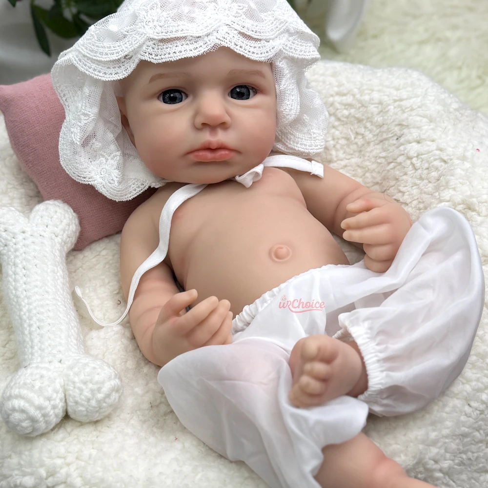 18인치 실리콘 신생아 인형, 별빛 눈을 가진 사실적인 아기 소녀, 어린이 선물용 실물과 같은 리본 유아 인형