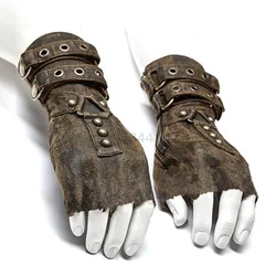 Steampunk Militär Diesel punk Motorrad Handschuhe Gothic ein Paar Herren schwarz braun Farben finger lose Handschuhe