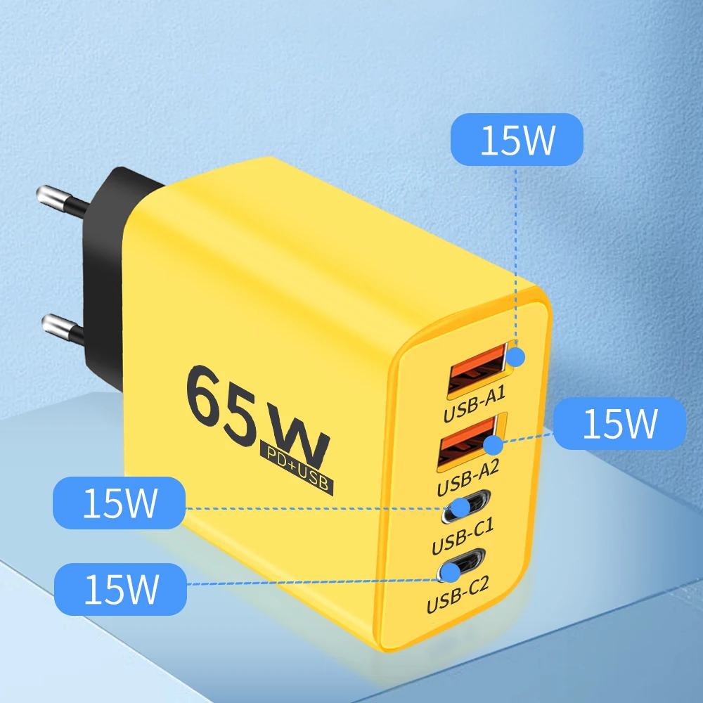 65W EU/US Plug USB Type C Phone Charger USB Mobile Phone Power Adapter For iPhone Xiaomi Huawei Samsung Fast Charge Wall Charger