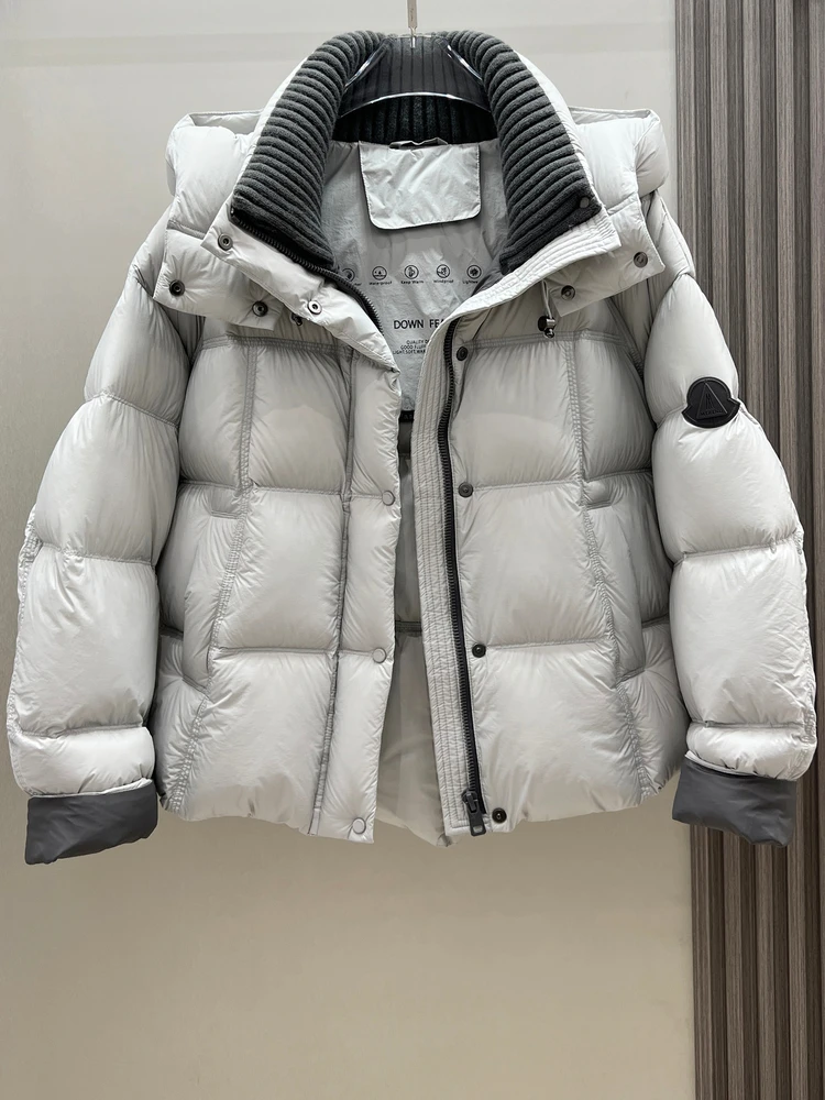 Women's ort Puffer Jaet 90% White Du down Hooded Thiened Winter Outerwear Bread Sle Warm Commute Sle Nylon