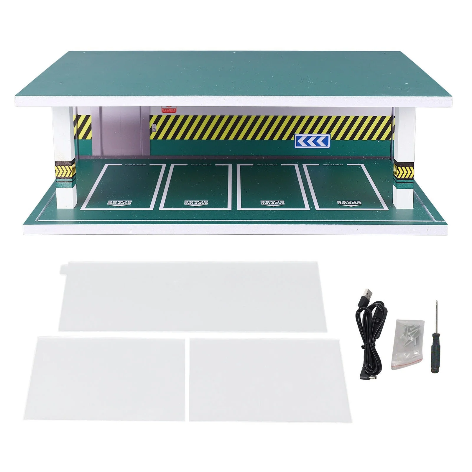 1:32 Parking Lot Model Lighting Car Garage Display Case Underground Scene with Dust Cover