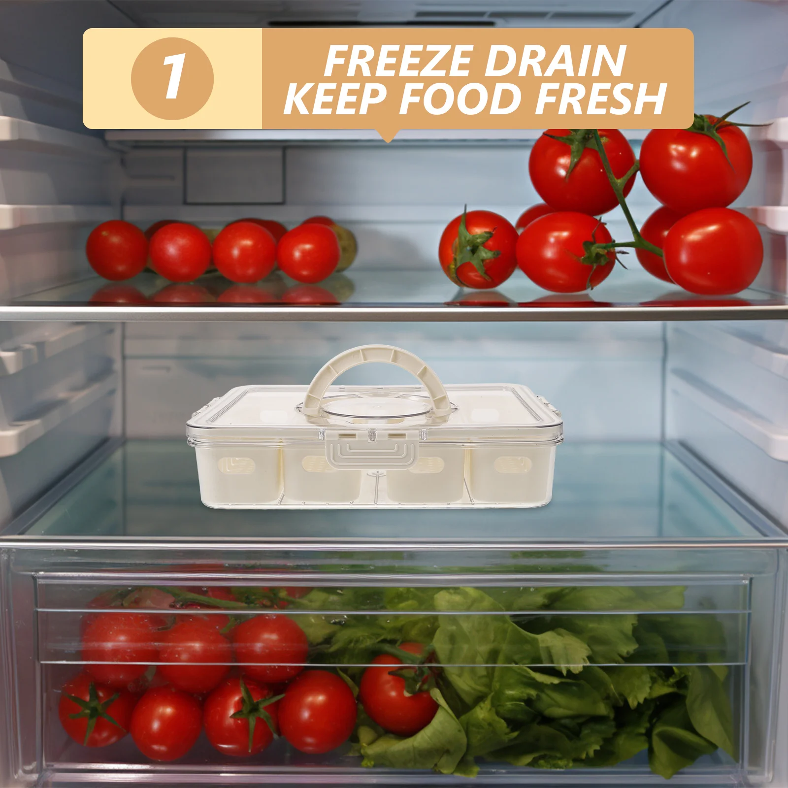 

Freshness Storage Box Airtight Food Container With Handle Divided Compartments For Fridge Travel Picnic Pet Material